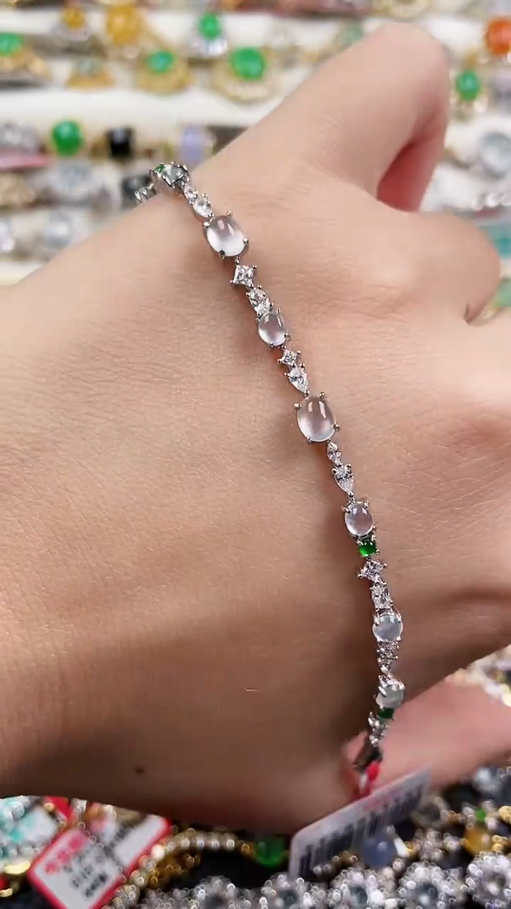 银S925镶嵌手链翡翠177