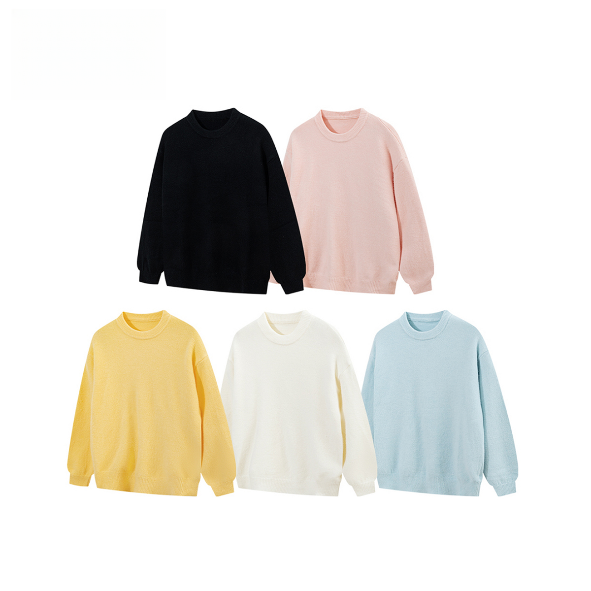 秋冬内搭 纯色宽松男女同款休闲百搭圆领针织毛衣