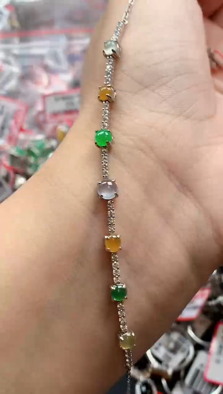 银S925镶嵌戒指翡翠天然A货缅甸翡翠