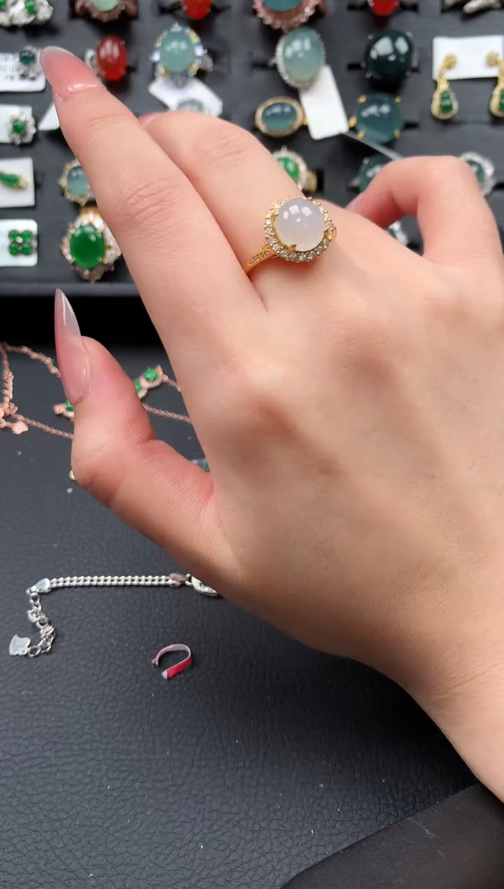 【闪购商品】翡翠戒指银S925镶嵌52114