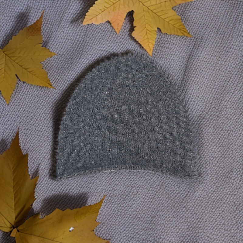 秋冬简约针织灰色百搭手工勾边羊绒帽