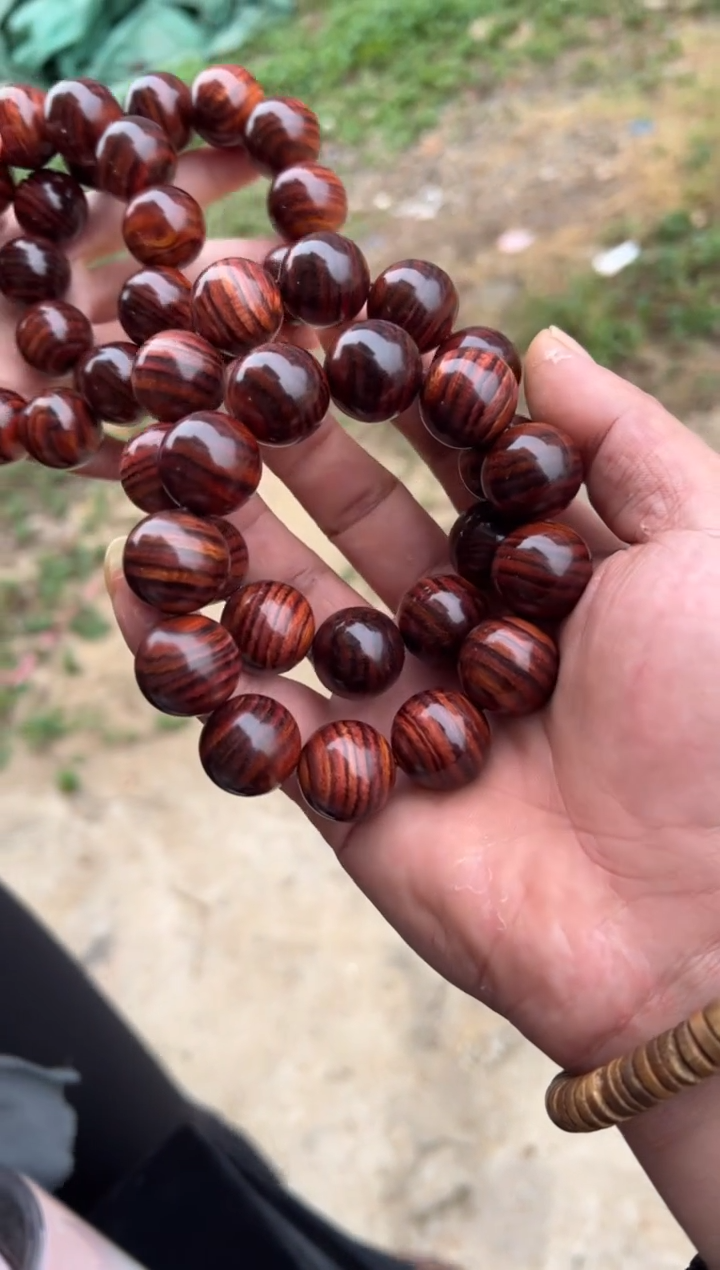 黄花梨/降香黄檀A013虎皮纹2.0圆珠手串498多样性发一