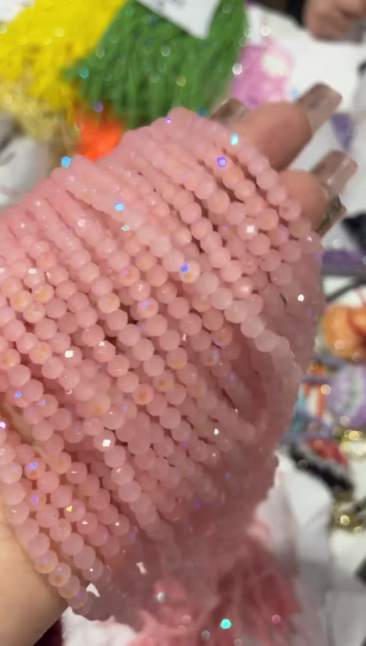 玻璃22050卡4水晶10条西柚粉
