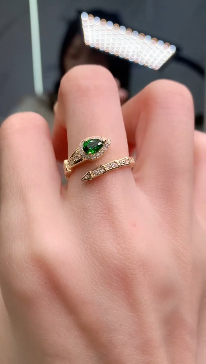 【闪购商品】透辉石戒指银S925镶嵌............