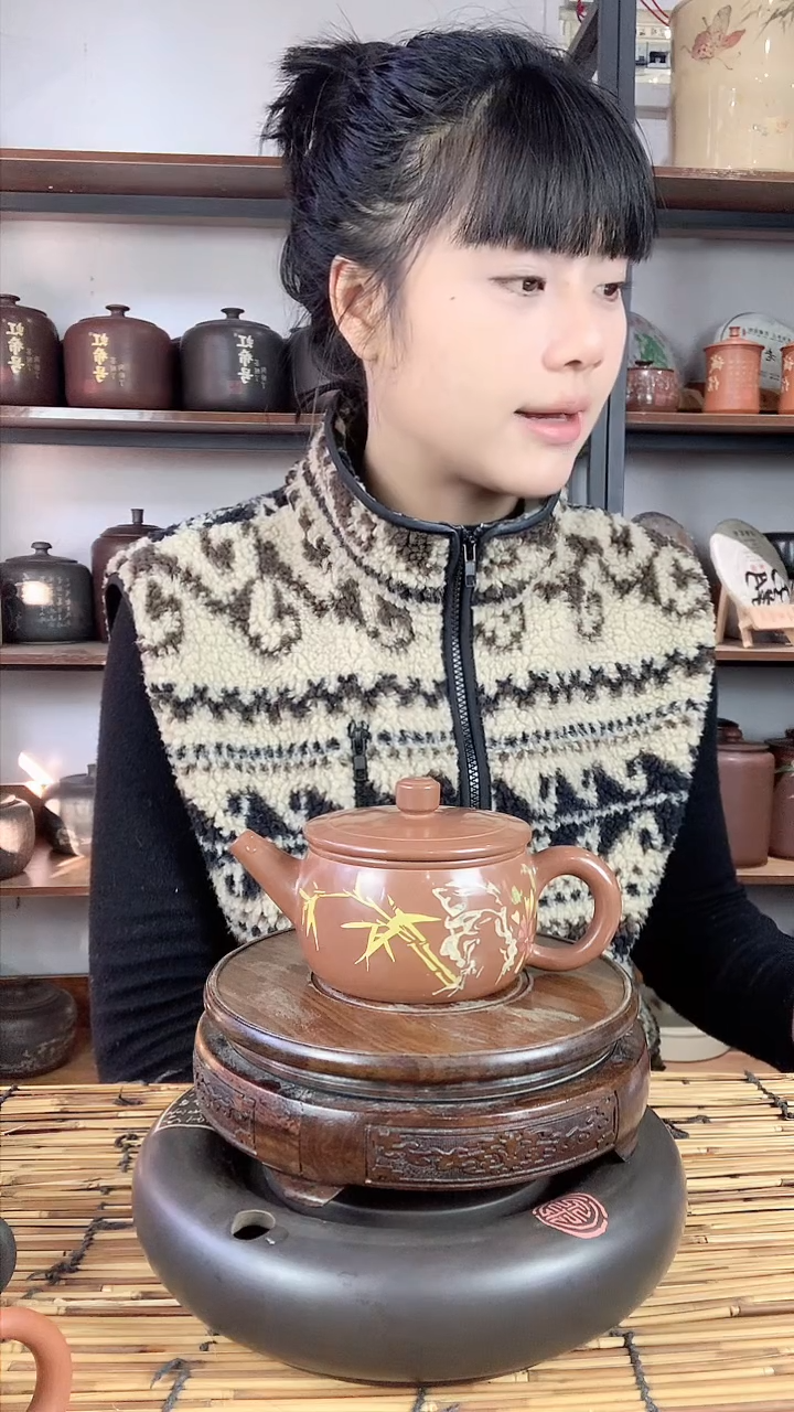 【闪购商品】罐建水紫陶手工彩填壶