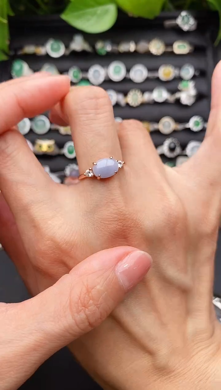 【闪购商品】翡翠戒指银S925镶嵌缅甸天然A货翡翠111 9-10