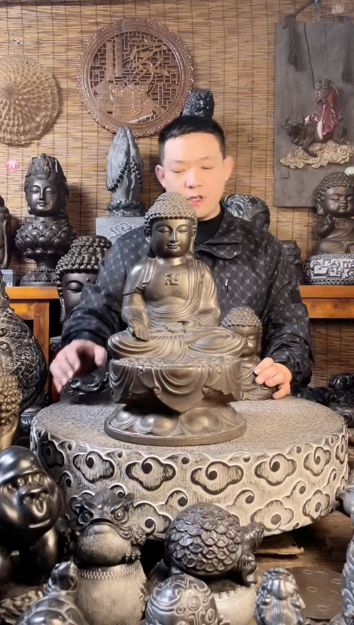 【闪购商品】40坐佛如来天然青石雕刻