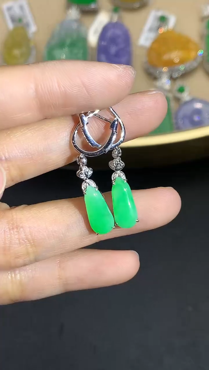 【闪购商品】翡翠耳饰18K金镶嵌4573  