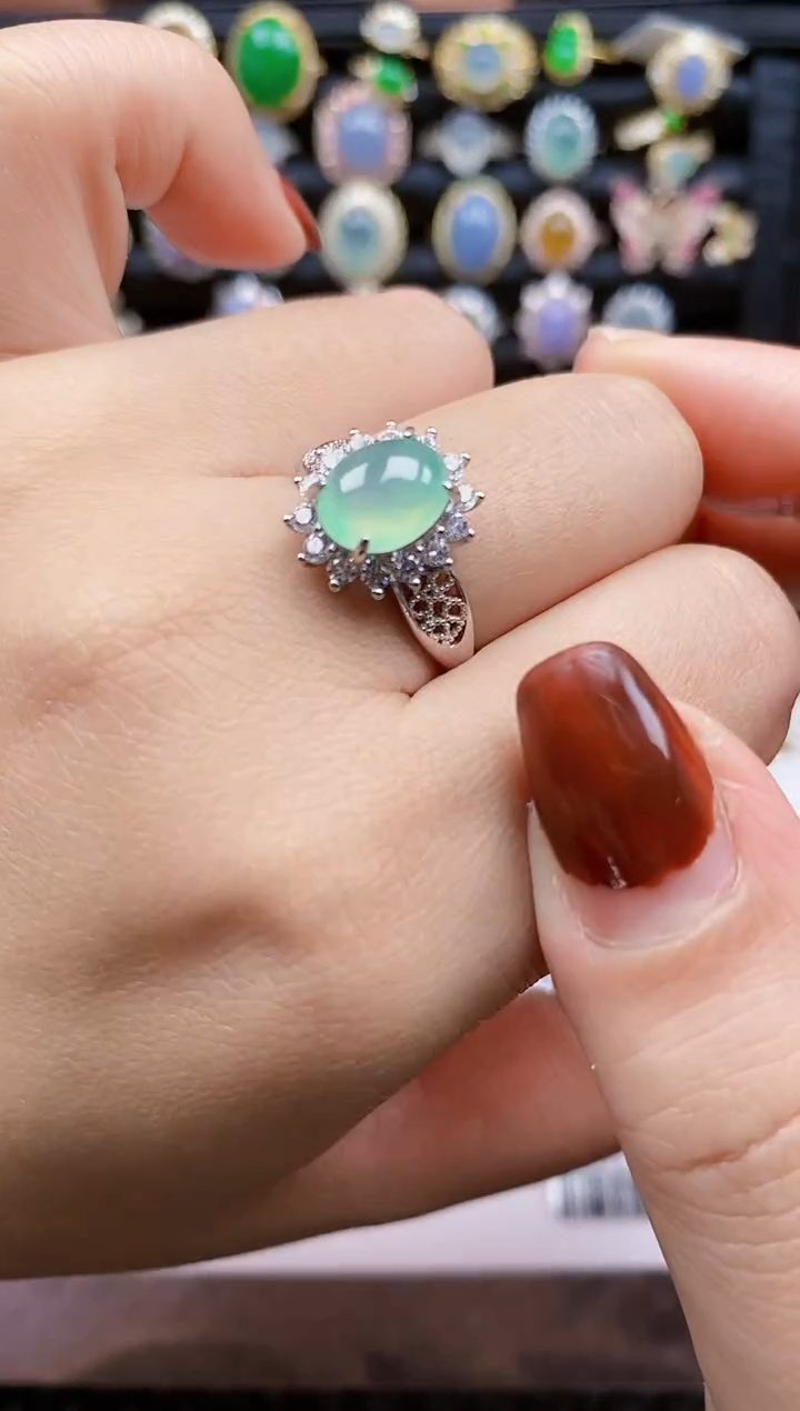 银S925镶嵌戒指翡翠168