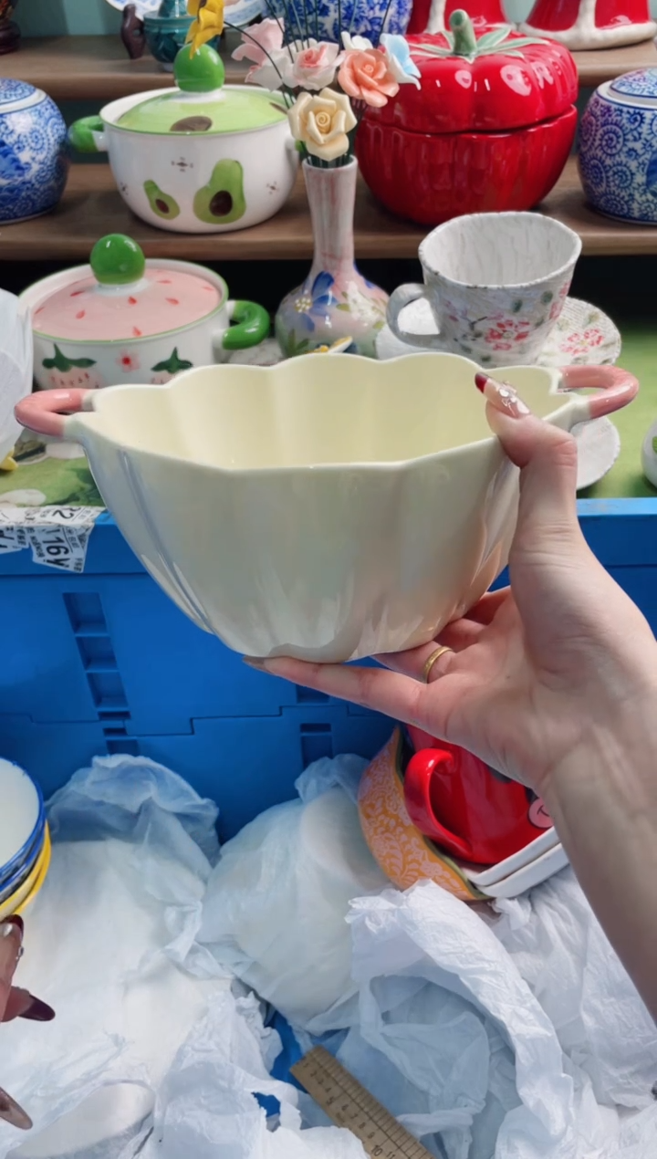 陶瓷温****?X双耳南瓜碗**********