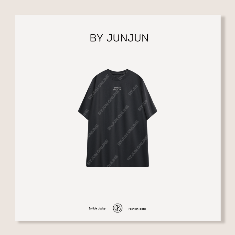 ByJunjun闪粉T 宽松短袖T恤百搭休闲圆领舒适打底衫