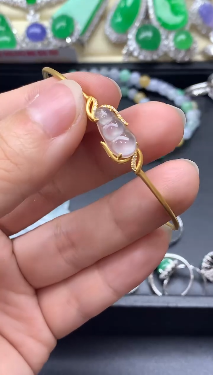 18K金镶嵌手镯翡翠549-中国好珍宝