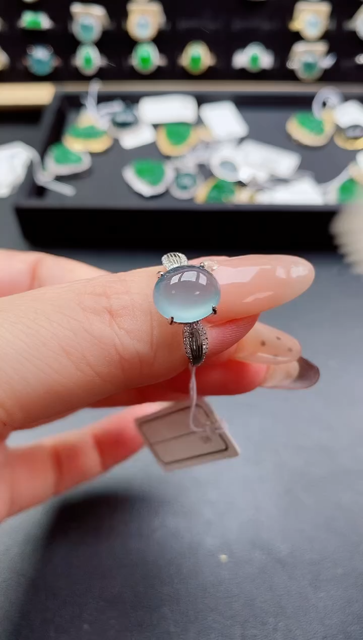 银S925镶嵌戒指翡翠1