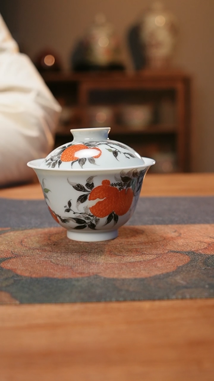 【闪购商品】诗逸瓷话粉墨彩荔枝盖碗