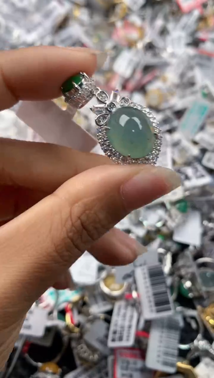 银S925镶嵌戒指翡翠444          2