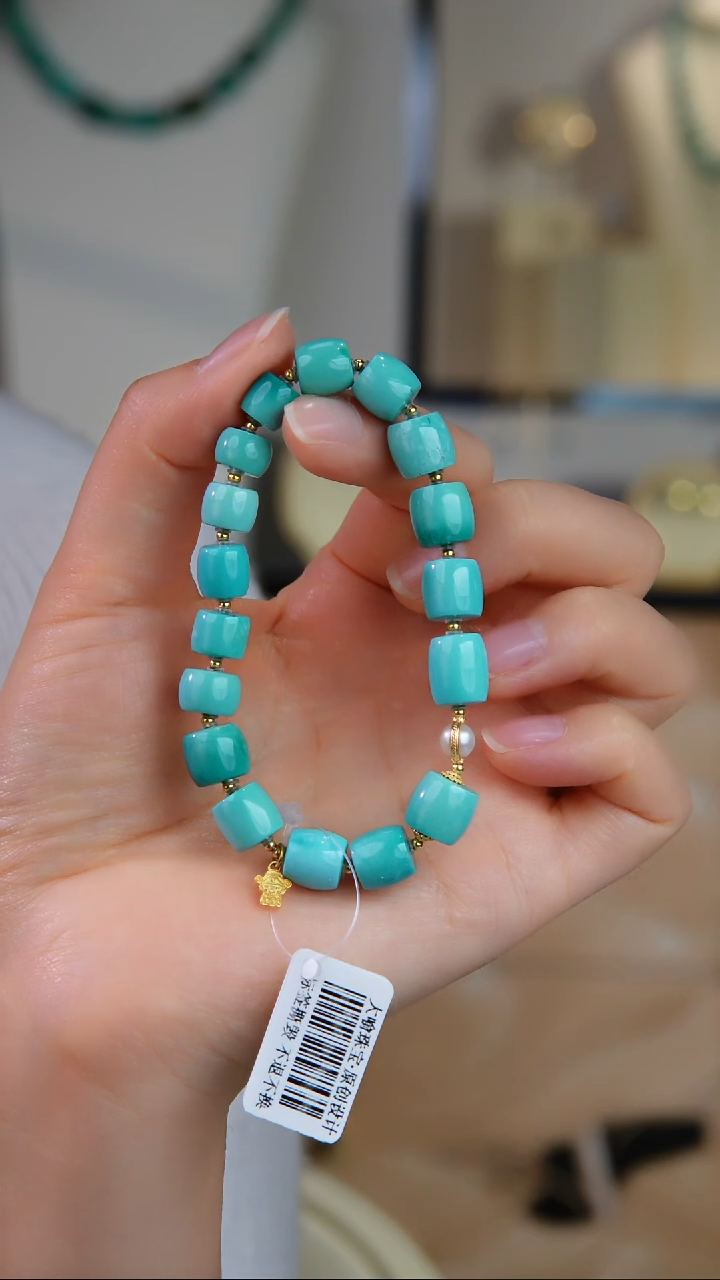 18K金镶嵌绿松石手串1