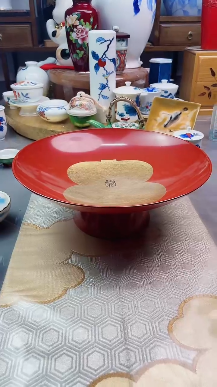 【闪购商品】盘日产金箔高足果子钵