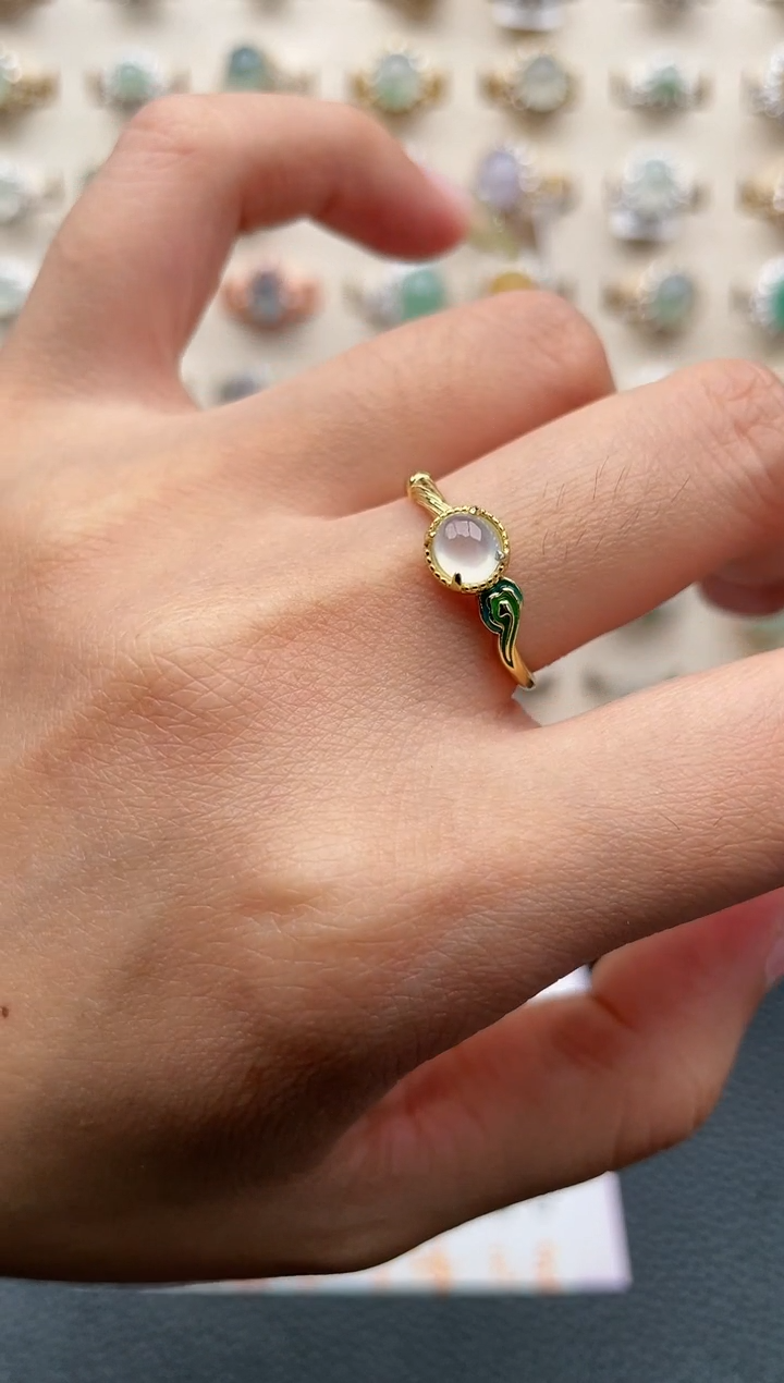 翡翠戒指银S925镶嵌1111