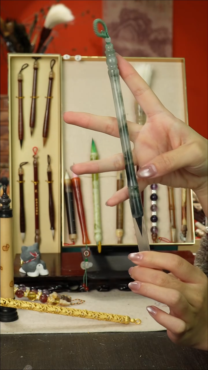 7号闪孤品高货毛笔链接 清水试笔 蘸墨不退