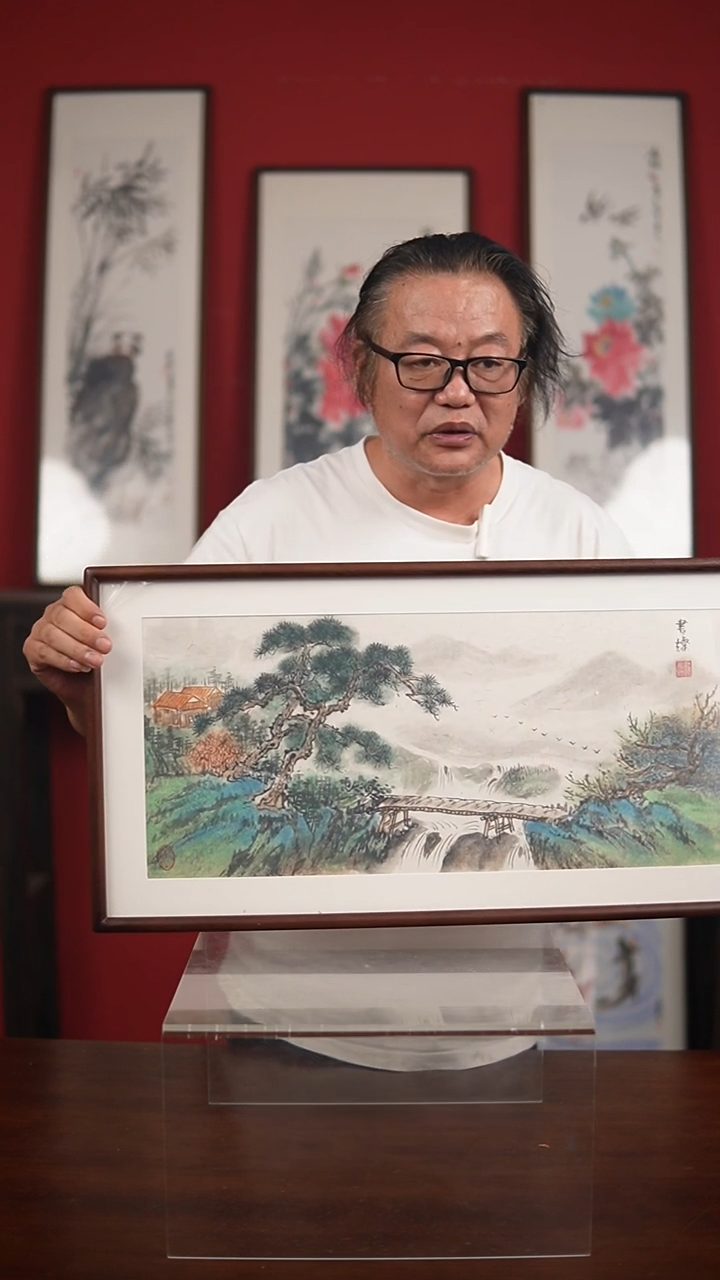 国画手绘-36*69带框钱书灿作品