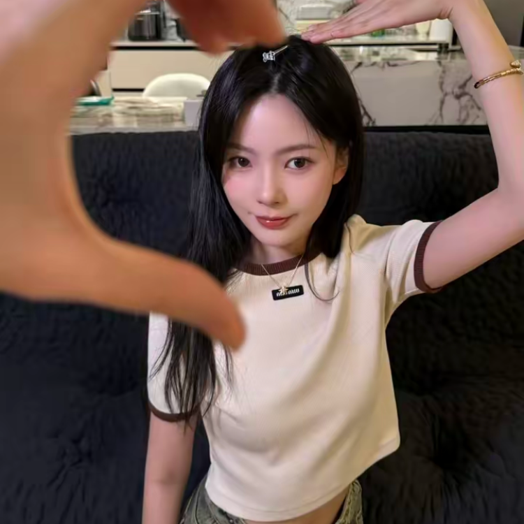 99新 MIU MIU/缪缪 缪缪刺绣LOGO圆领短袖针织衫女款女装M码11399