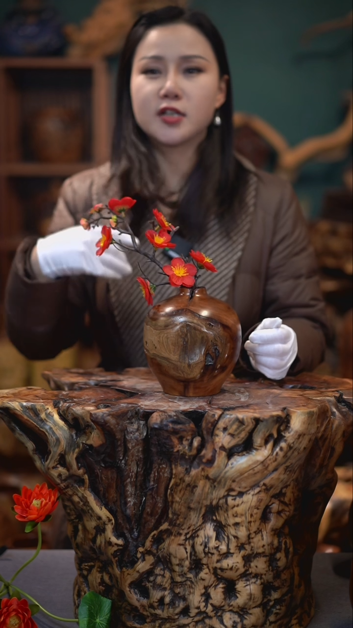 【闪购商品】枣木雷击枣木石榴瓶