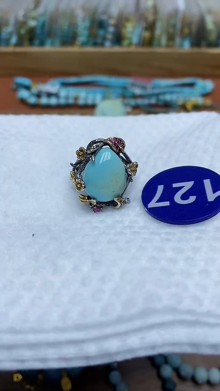 【闪购商品】绿松石戒指银S925镶嵌127