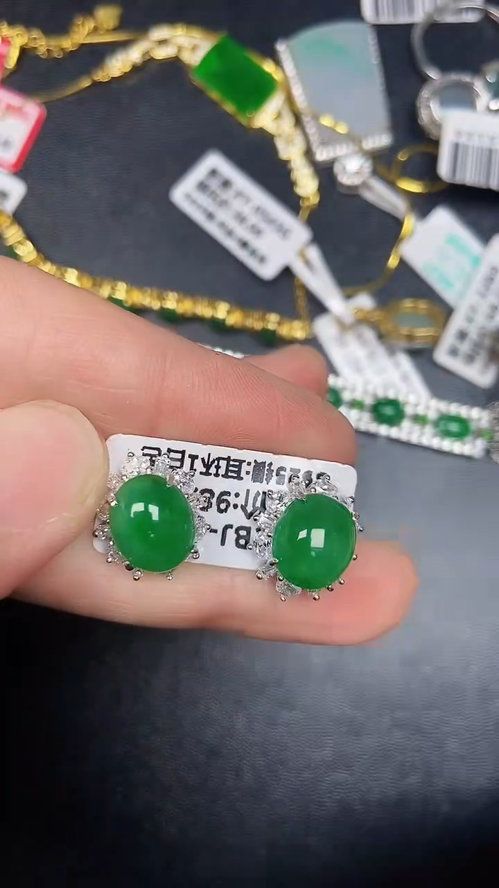 银S925镶嵌戒指翡翠3640