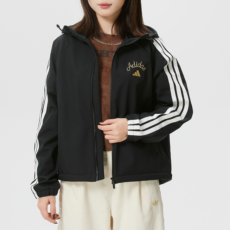 阿迪达斯连帽外套女装马年限定新年款运动服跑步休闲服夹克KU8973