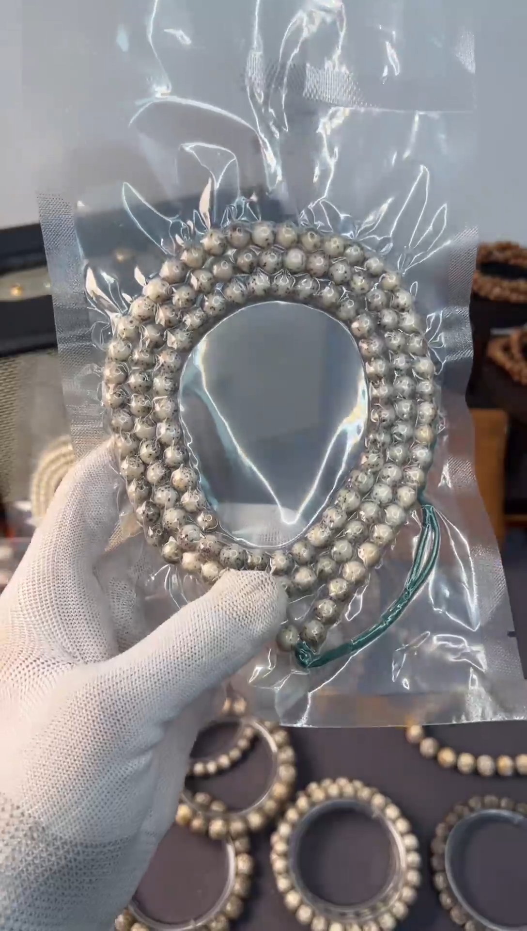 手串星月菩提海南同枝果石玉料灰冰108正圆8*8