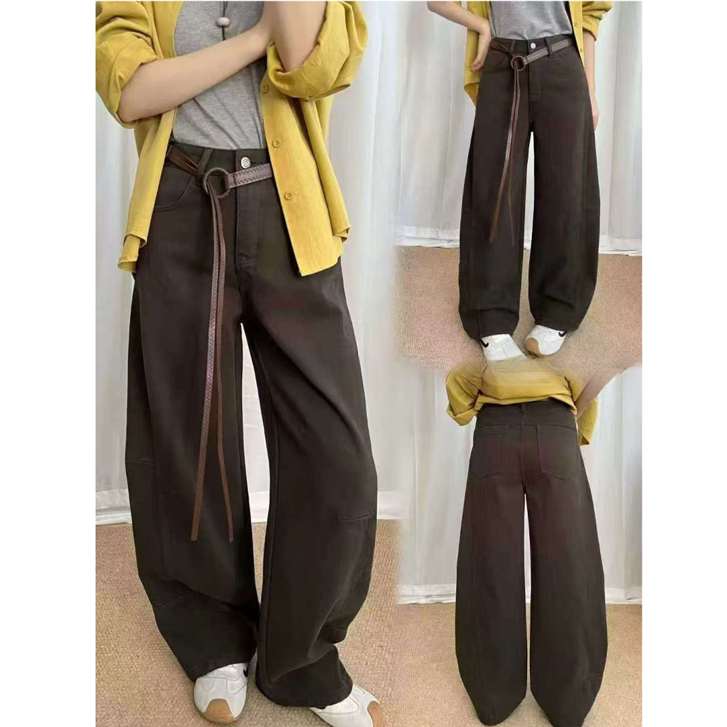 66283-1加厚加绒冬季新款一体植绒直筒裤牛仔裤时尚百搭秋冬新款