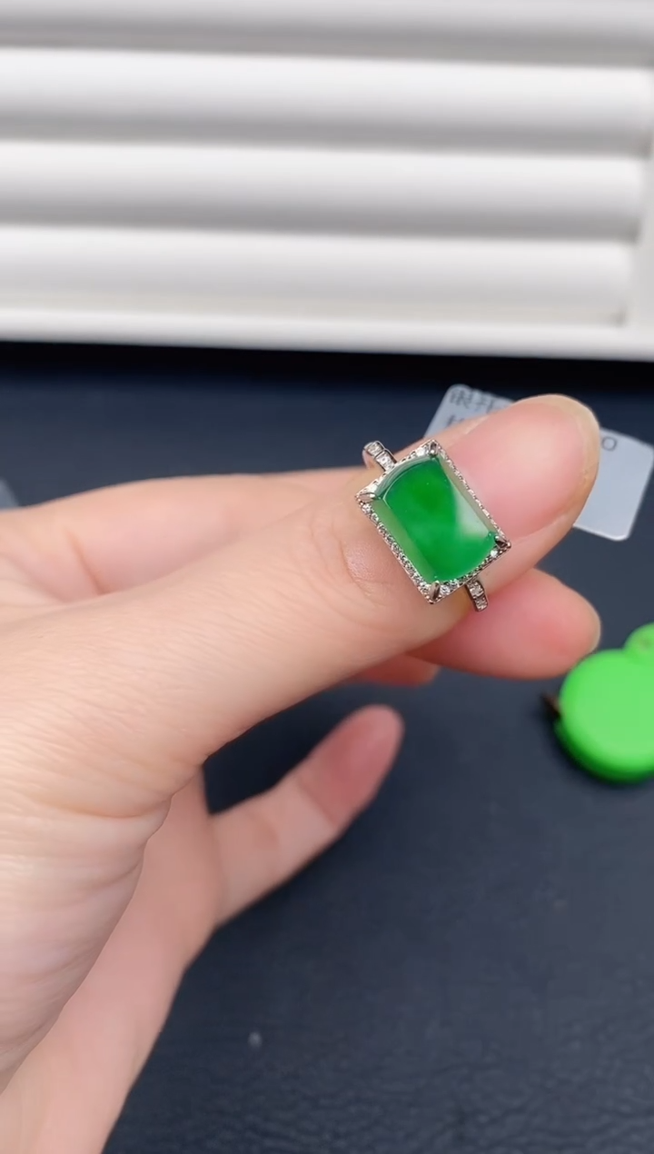 银S925镶嵌戒指翡翠天然a货翡翠321