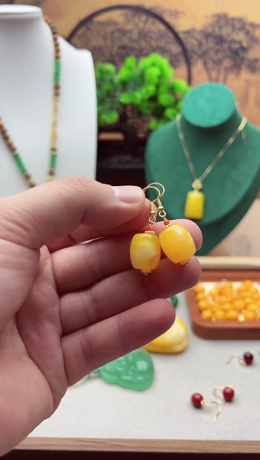 【闪购商品】蜜蜡耳饰14K金镶嵌E401     