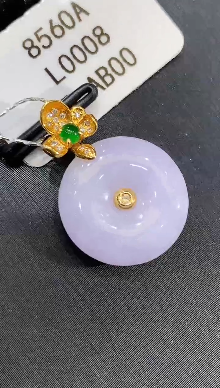 翡翠18K金镶嵌吊坠(不含链)L0008多样性发其一