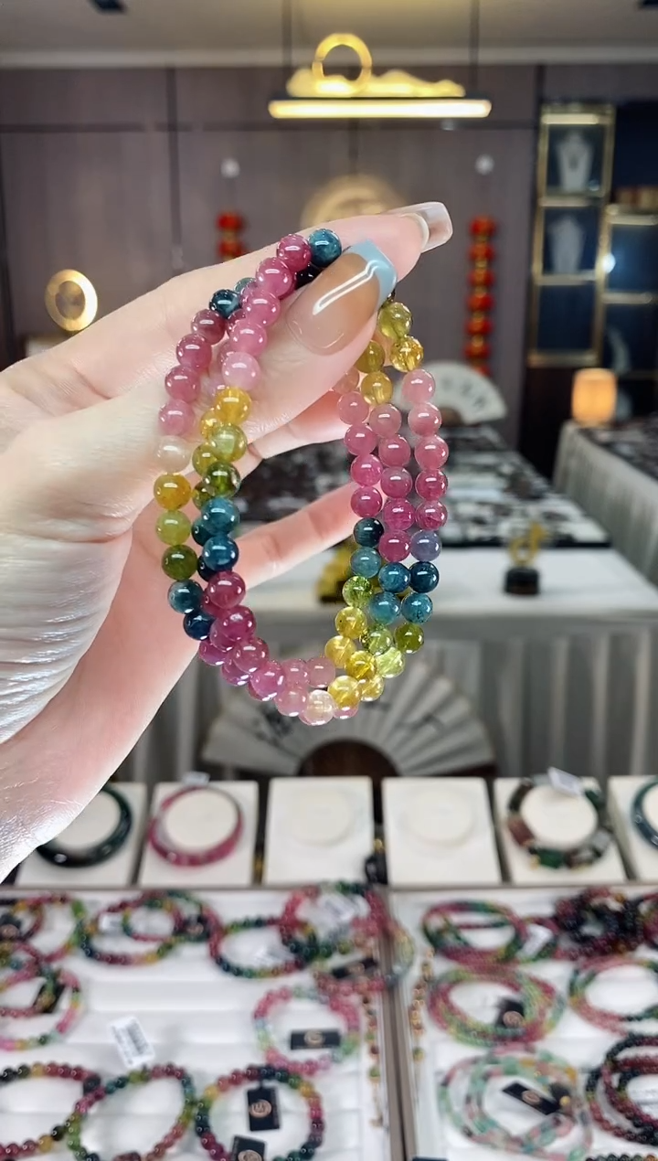 【闪购商品】碧玺三圈手串6mm+未镶嵌一物一证dan
