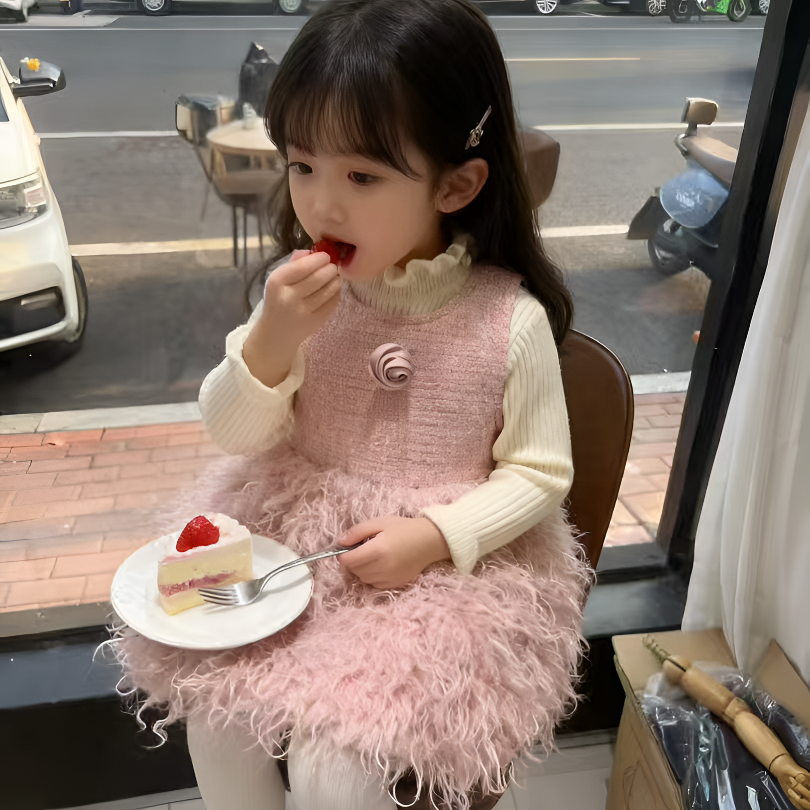 2025高定版女童年服公主裙秋冬加棉周岁小香风连衣裙