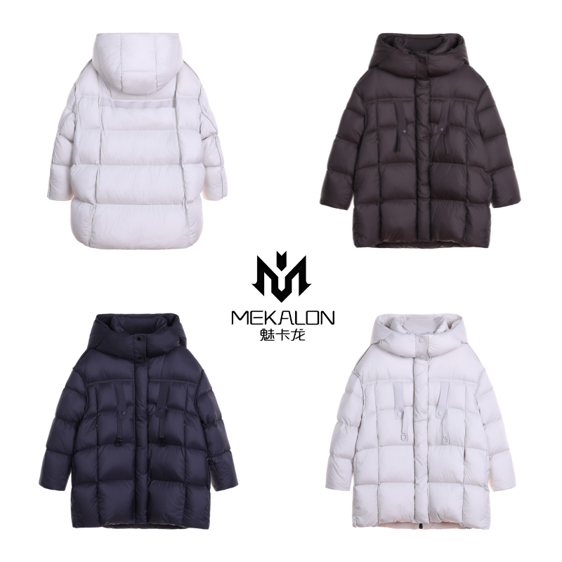 MEKALON【魅卡龙】ZMM中长款甜美韩风连帽时尚90白鹅绒羽绒服7602