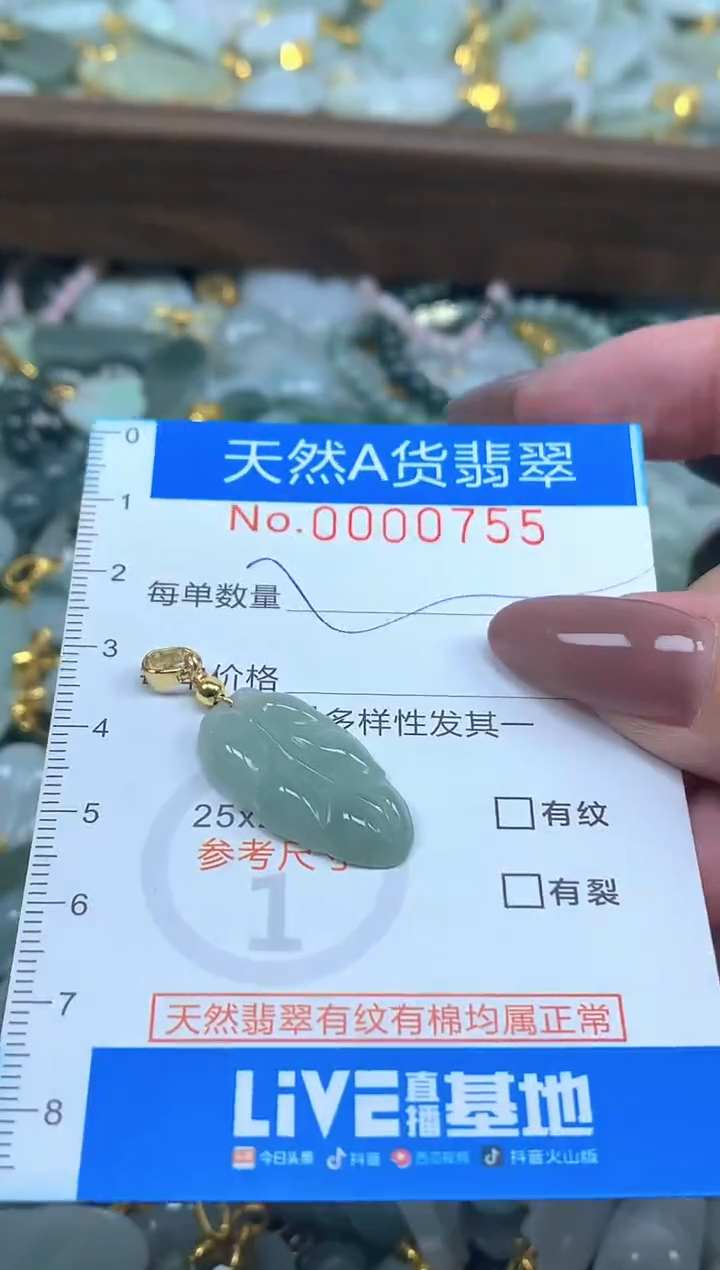 颈饰未镶嵌翡翠净货挂件-0755