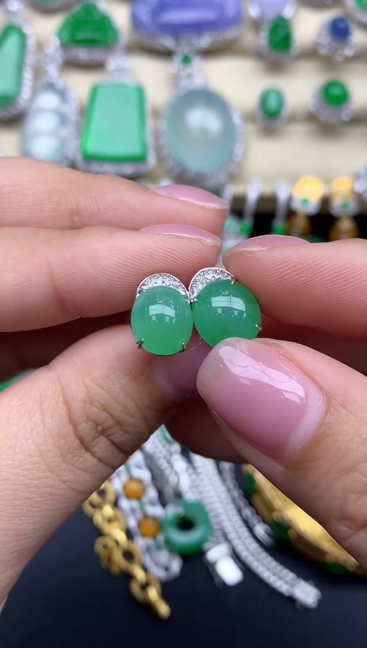 【闪购商品】翡翠耳饰18K金镶嵌463-中国好珍宝