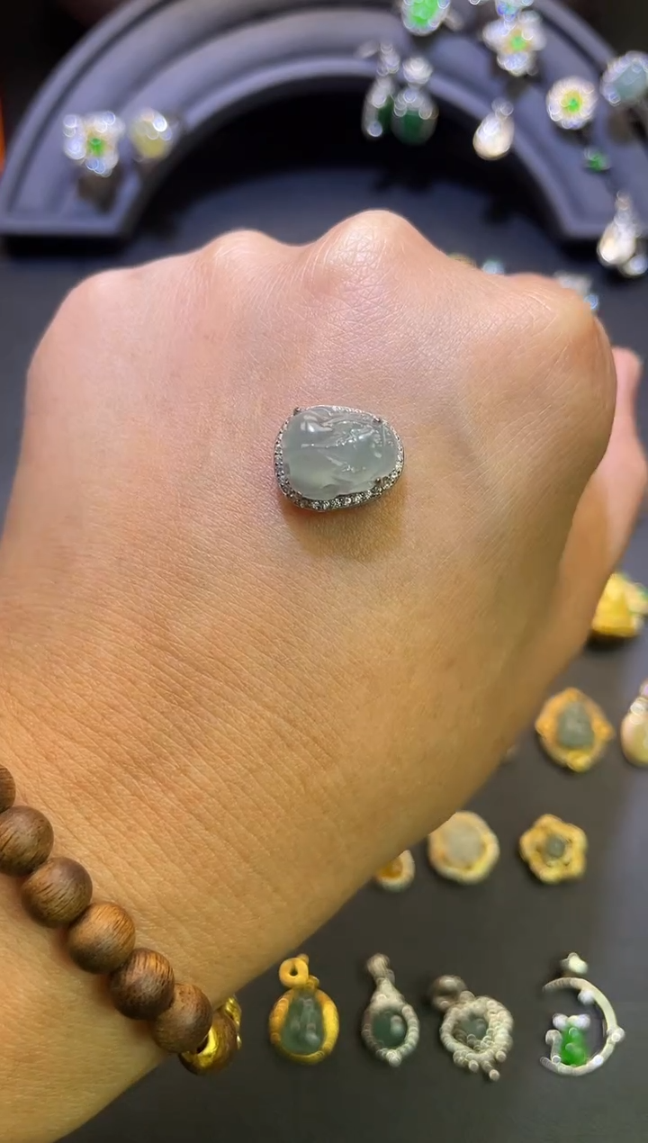 吊坠(不含链)银S925镶嵌翡翠1