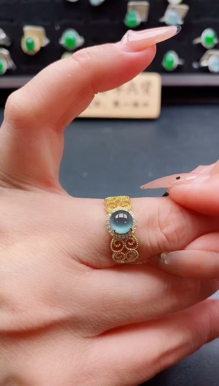 银S925镶嵌戒指翡翠1212