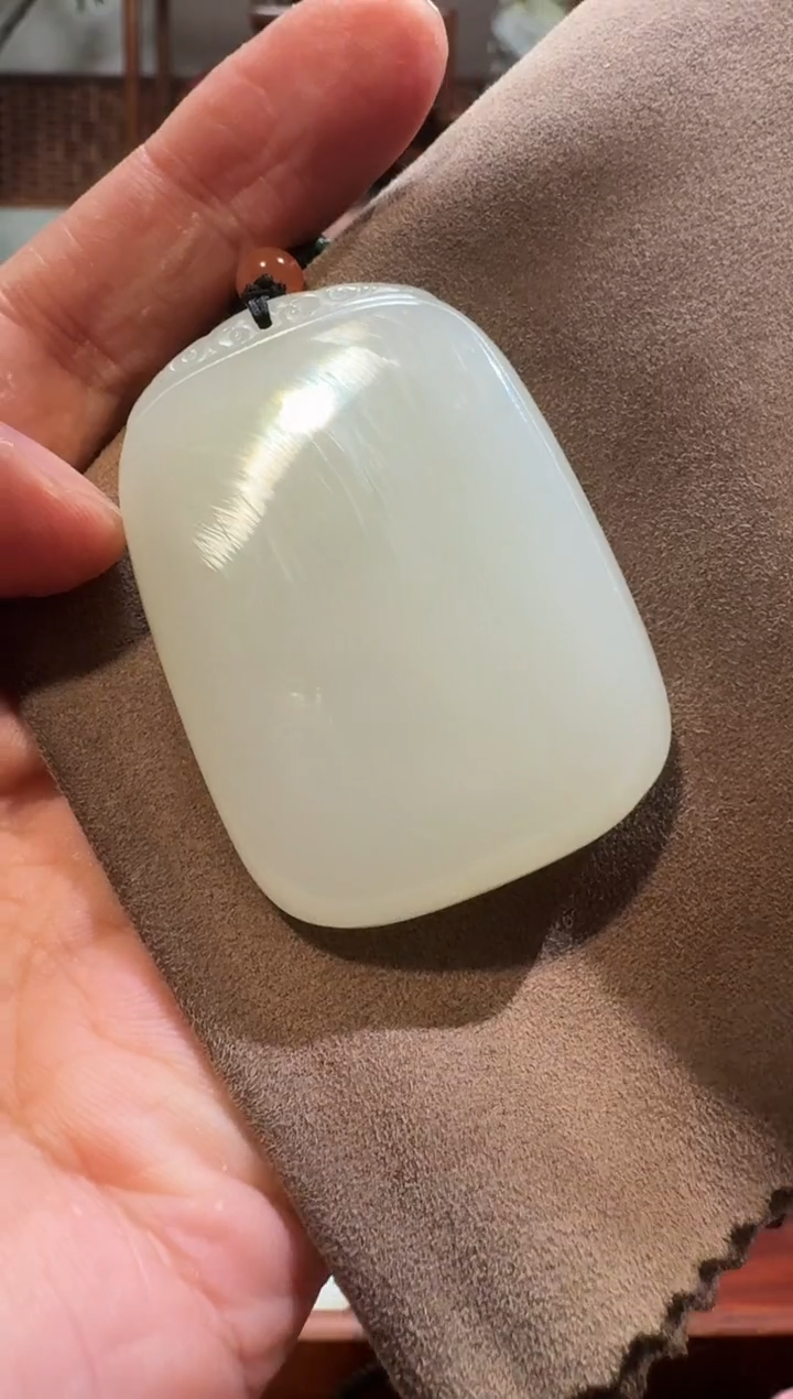 【闪购商品】和田玉吊坠未镶嵌1041平安牌（牌头花纹）