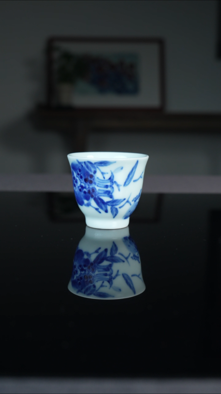 【闪购商品】瓷片《笑口常开》青花品茗杯