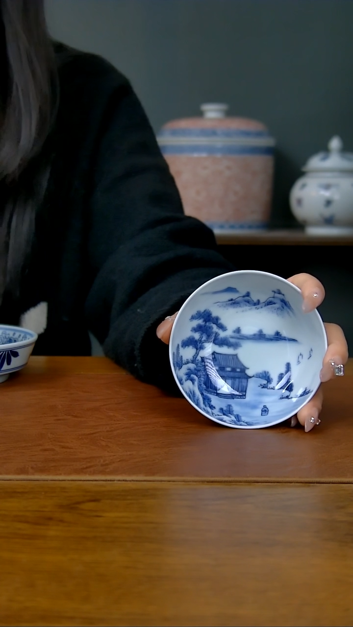 【闪购商品】陶瓷山水普洱杯（气窑）   955