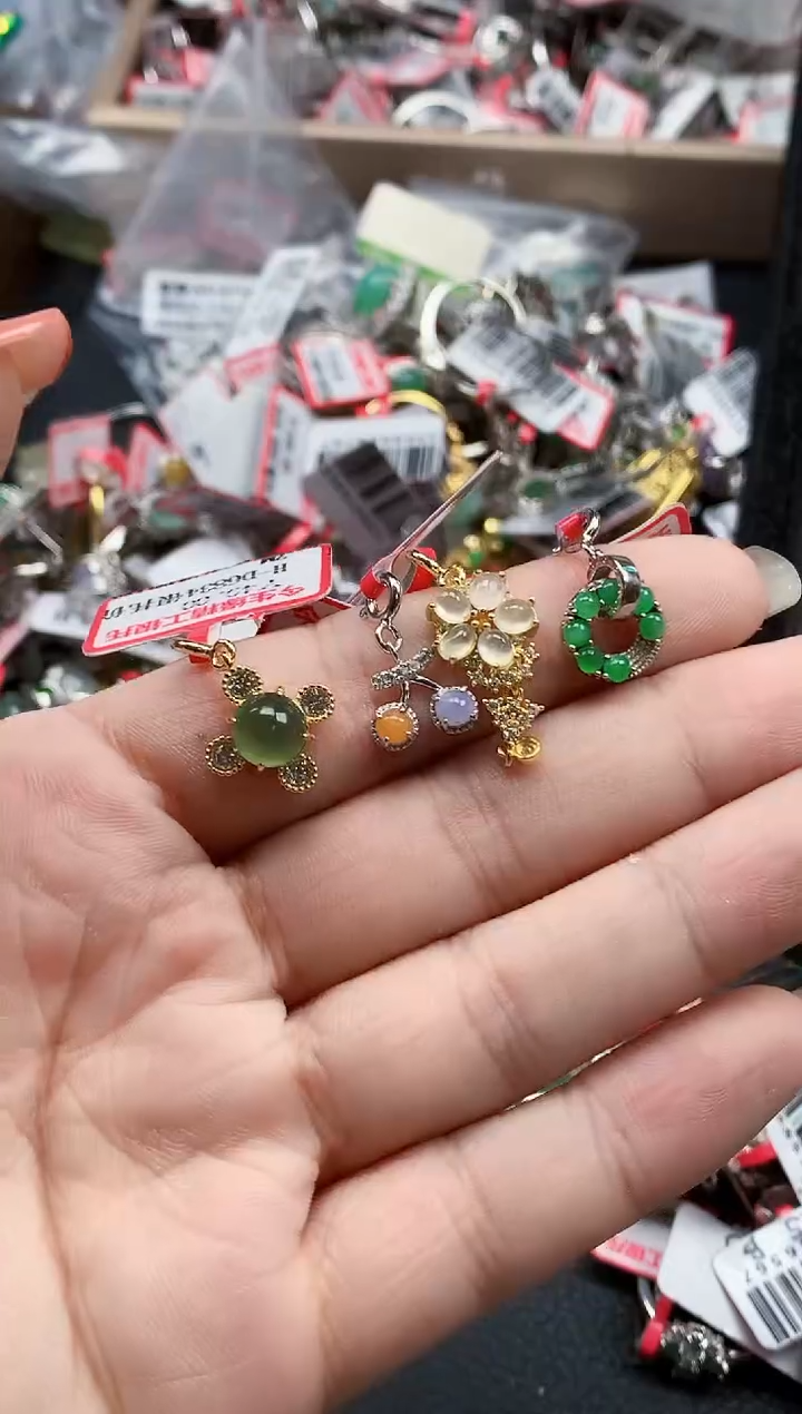 银S925镶嵌戒指翡翠天然A货缅甸翡翠