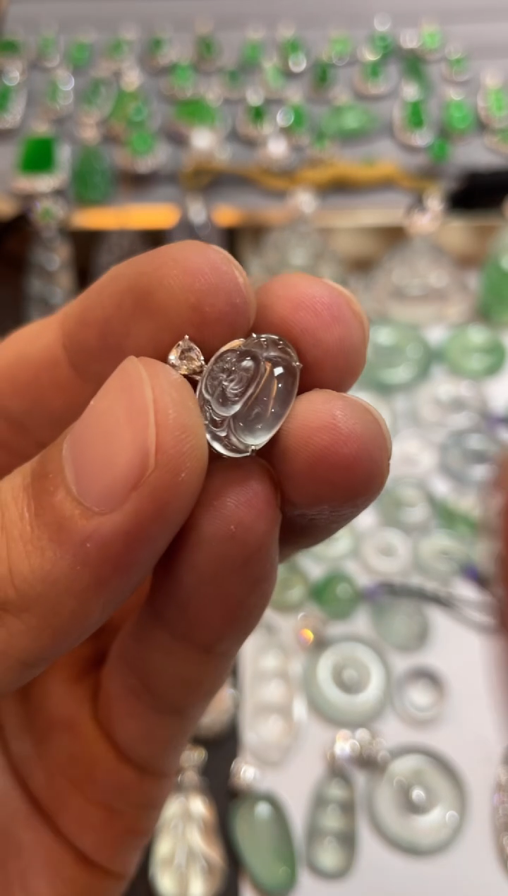 翡翠18K金镶嵌吊坠(不含链)佛公