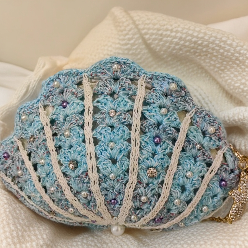 梦幻贝壳包  纯手工毛线钩织包包   直播间选款
