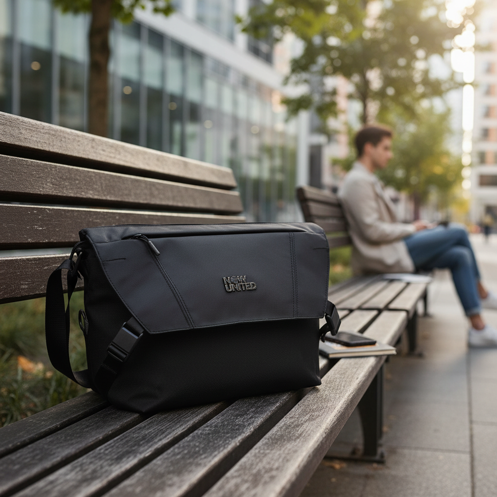 NU智行系列黑曜男士斜挎包通勤风工装风方形时尚潮流斜挎包