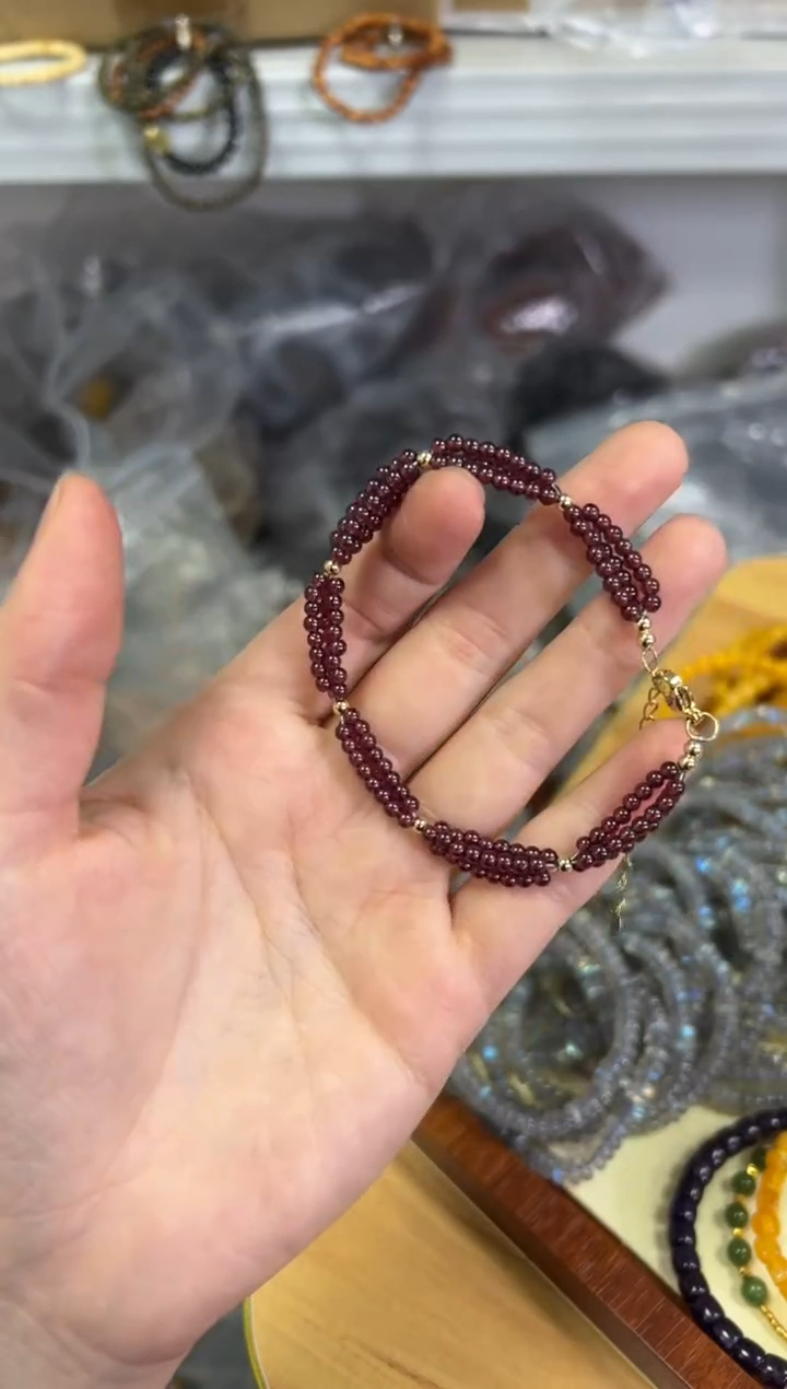 【闪购商品】石榴石手链未镶嵌石榴石编制款手链[532]