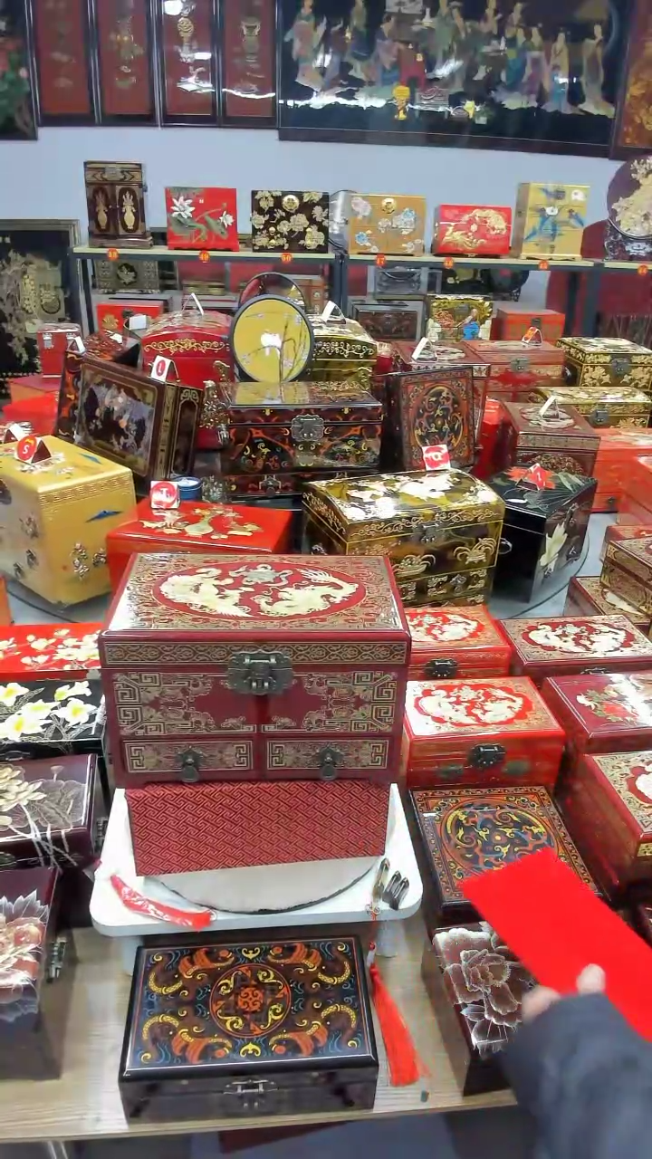 【闪购商品】28酒红三层铜丝贝壳镶嵌龙凤呈祥升级款